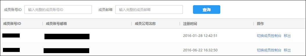 成员账号列表