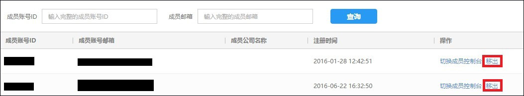 成员账号列表